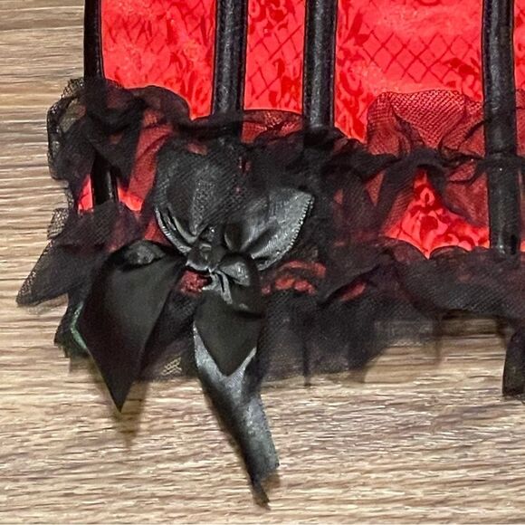 NWT Seven ‘Til Midnight Corset With Boning Red With Black Lace Detail Size Small - Picture 2 of 12